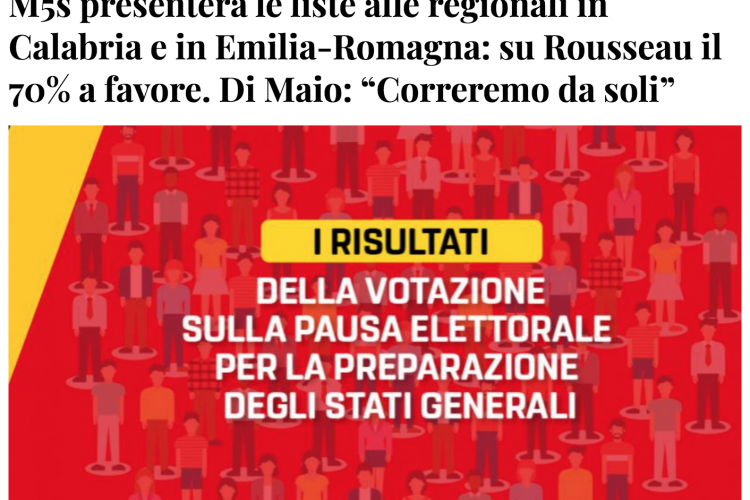 M5S alla Conquista della Regione - Forze di Governo, Portavoce, Attivisti e cittadini sono l'arma vincente